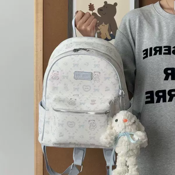2025 New Cute Kitten Backpack Bow Blue Versatile Large Capacity Travel Cute Western Style Backpack