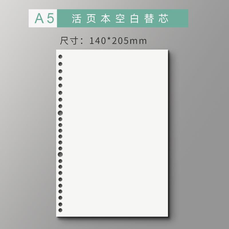 Sijin de hojas sueltas de reemplazo al por mayor de hojas sueltas de papel de 30 agujeros extraíble engrosado de doble cara horizontal cuaderno de hojas sueltas núcleo interno