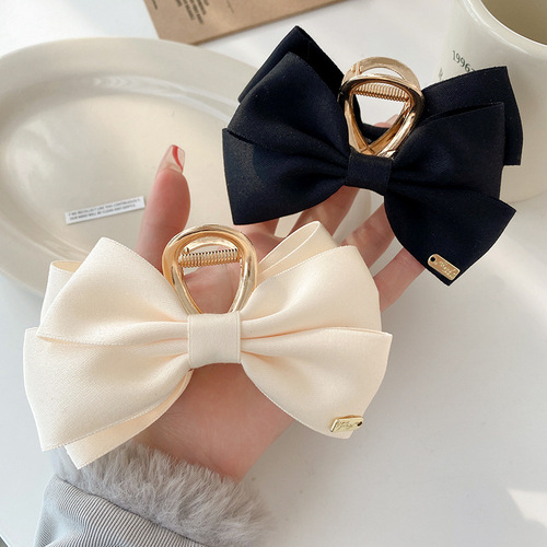 Large bow metal hair catcher female hair clip temperament net red hair catch back of head clip shark clip headwear