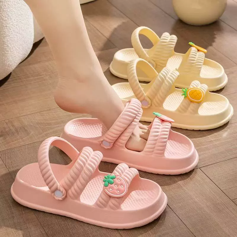 Женские летние уличные сандалии с ощущением какашек, милые нескользящие двухслойные сандалии на толстой подошве, уличная пляжная обувь для девочек на мягкой подошве.