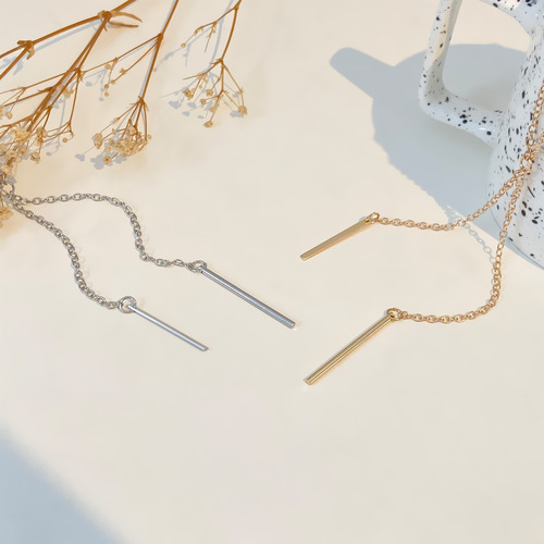 European and American ins style long tassel necklace retro fashion one-word chain pendant sweater chain simple necklace wholesale