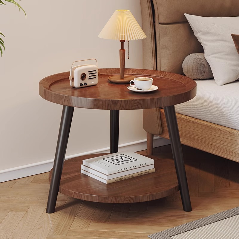 Estante moderno de madera sólida para el hogar, gabinete de almacenamiento combinado, meseta de cabecera simple, meseta de té móvil