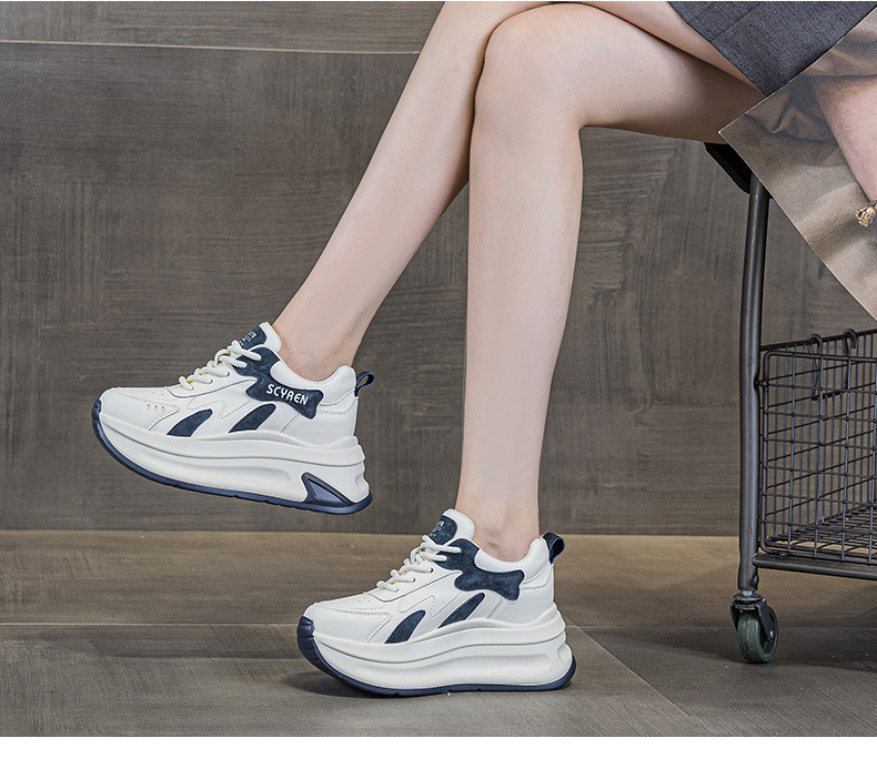 Giày sneaker nữ đế dày tăng chiều cao phong cách A-Gan mới thu đông 2025 — M2918 màu xám, M2918 màu vàng, M2918 màu xanh chi tiết 18
