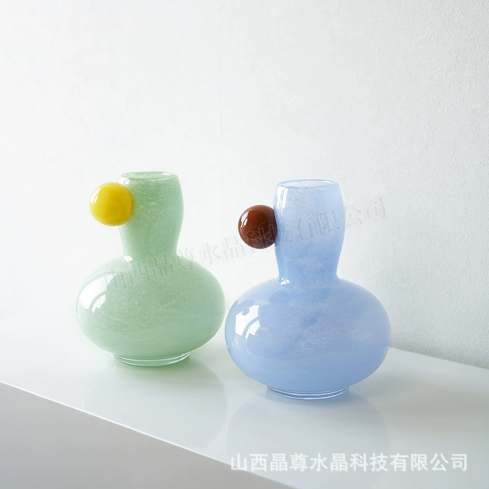 Креативная простая хрустальная стеклянная ваза ярких цветов в стиле дофамина для гостиной, модель комнаты, мягкие декоративные украшения