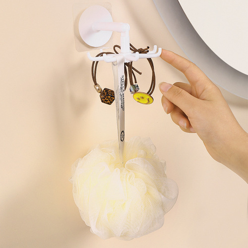 Upgraded multifunctional rotating 7-claw hook for kitchen storage 360-degree traceless hook for home use without punching and sticky hook