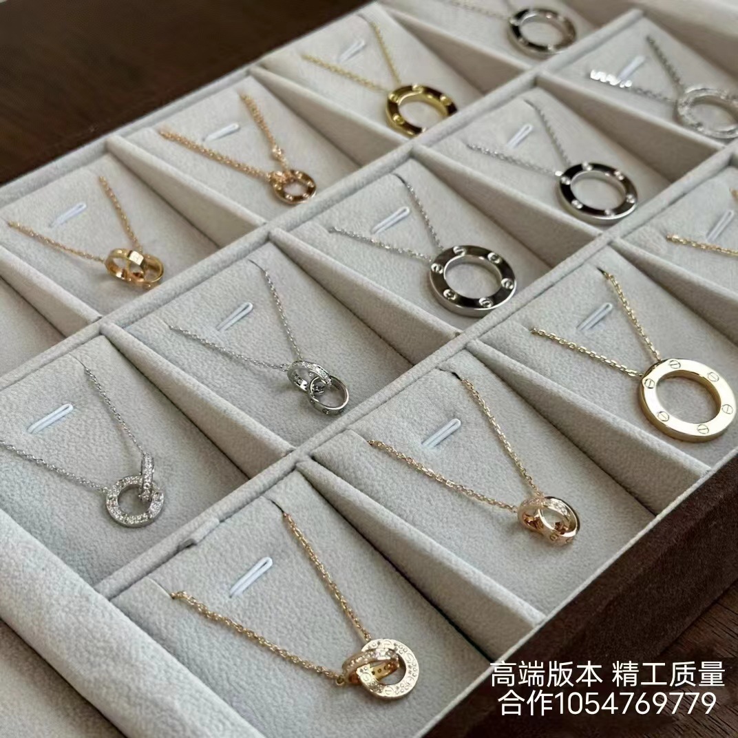 Kajia V Gold Necklace for Women Double Ring Love Starry Sky Clavicle Necklace Versatile Exquisite Chain Original Design Pendant