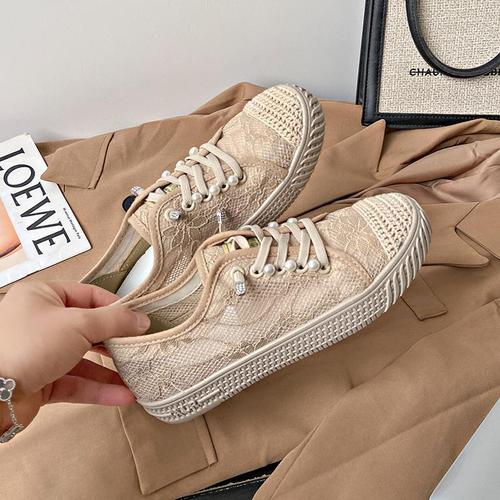 Ladys Fisherman Shoes Light Chiffon Style 2025 Spring Flat Fashion Casual Breathable Slip-On Canvas Shoes