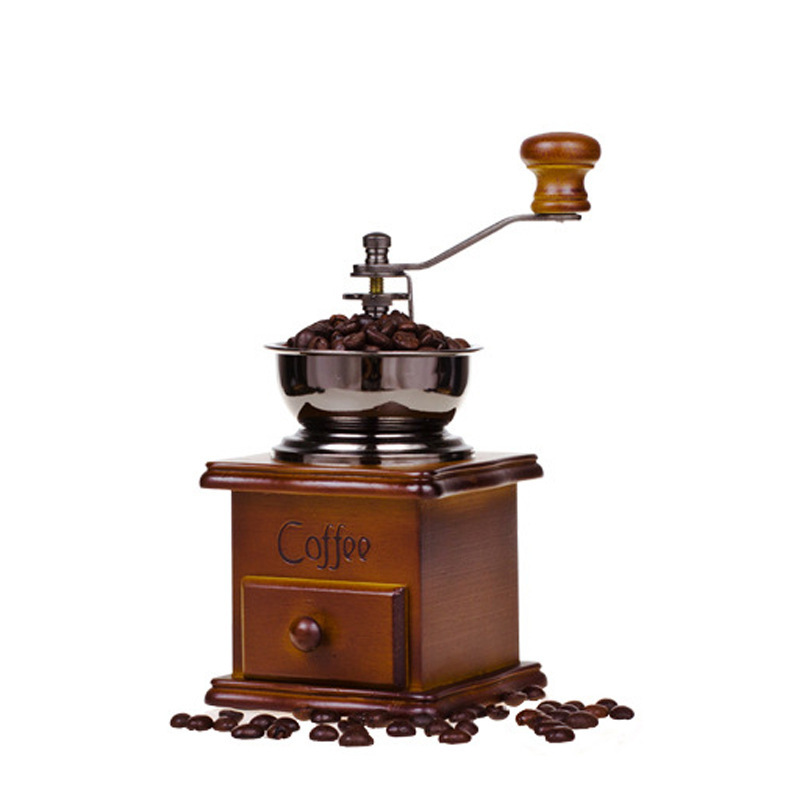 Retro Classic Manual Wooden Coffee Grinder with Ceramic Core, Coffee Bean Grinder, Grinder, Coffee Machine, Mini Household Use