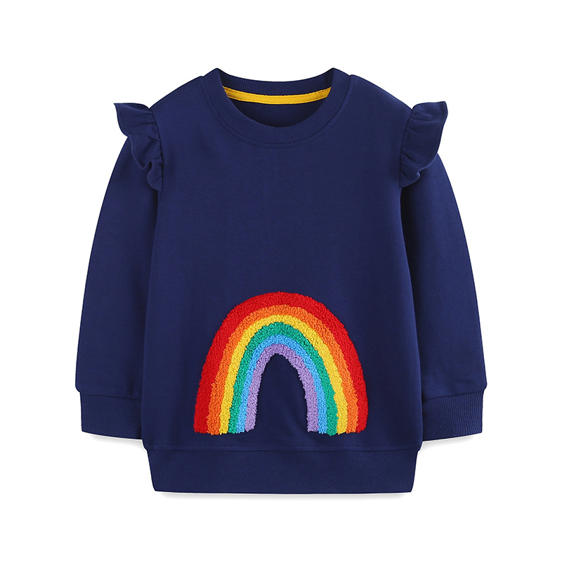 Suéter de moda para niñas, suéter infantil de cuello redondo bordado de estilo europeo y americano, nuevo producto de otoño, suéter de punto de algodón para niños pequeños y medianos