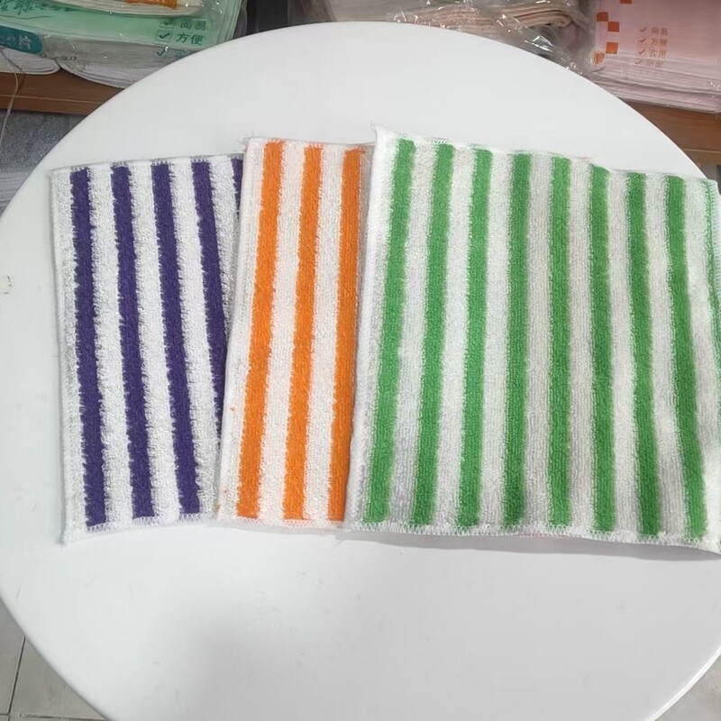 Wholesale Second-Generation Bamboo Fiber Striped Dish Towel, Double-Layer Thickened 18*23, Absorbent and Non-Greasy Kitchen Cleaning Cloth