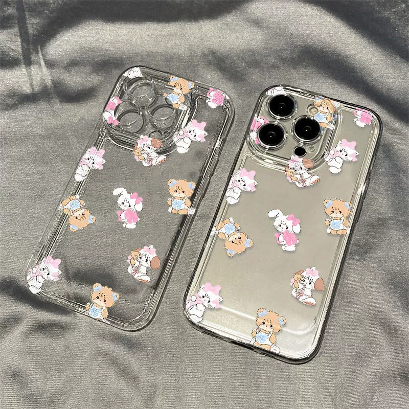  Apple, совместимый кролик, iPhone 14, чехол, с маленькими мишками, iphone, 16promax, 13
