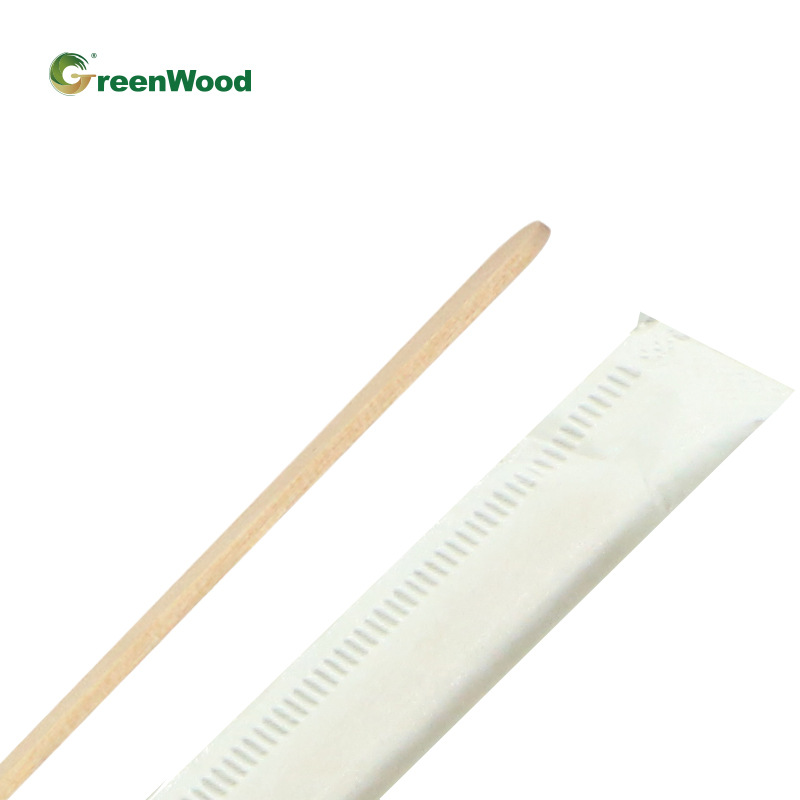 Barra de agitación de café desechable de madera 19cm papel individualmente envasado cabeza redonda desechable degradable