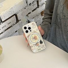 草莓小狗可爱适用苹果15promax手机壳iPhone14折叠支架13磁吸16