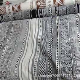 色织棉麻棉线编织布料厂家直供梳棉提花面料坐凳桌旗面料双面AB面