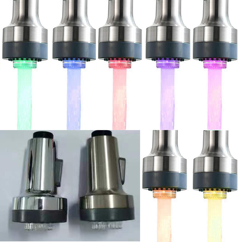 New led hot and cold water faucet with temperature control, three-color and seven-color light change, 7-color adjustable water hose, switch and faucet A4 undefined