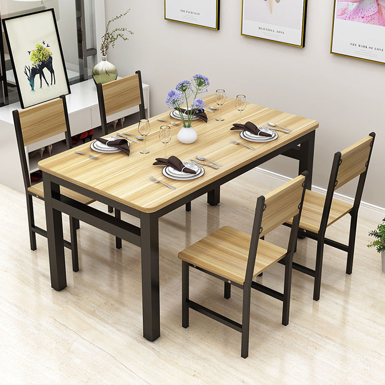 Dining Table and Chair Combination 4-Person Table Canteen Restaurant Table and Chairs Food Stall Table Breakfast Shop Snack Bar Dining Table Simple Long Table
