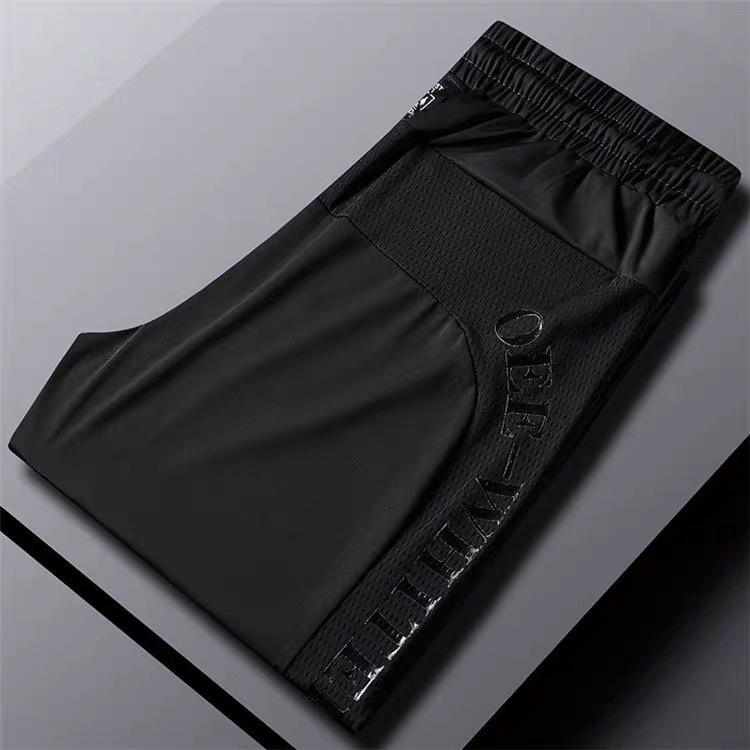 Summer ice silk pants men's fashion brand cropped casual pants men's cool breathable slim fit small suit pants draping suit trousers