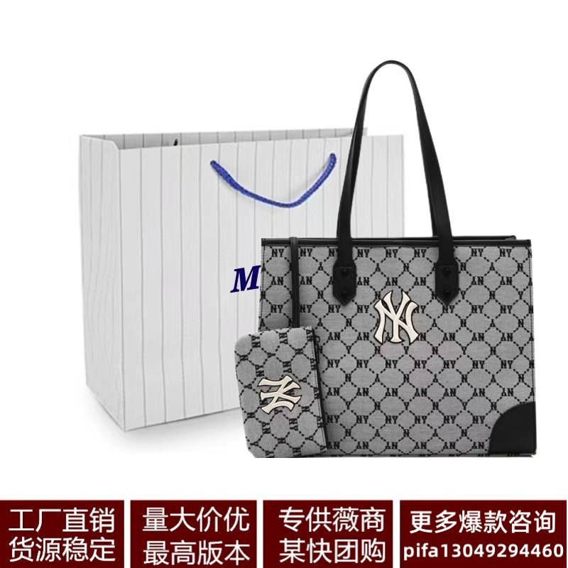 MLB托特包提花购物袋ny老花满标托特包洋基队大容量女手提单肩包1-阿里巴巴