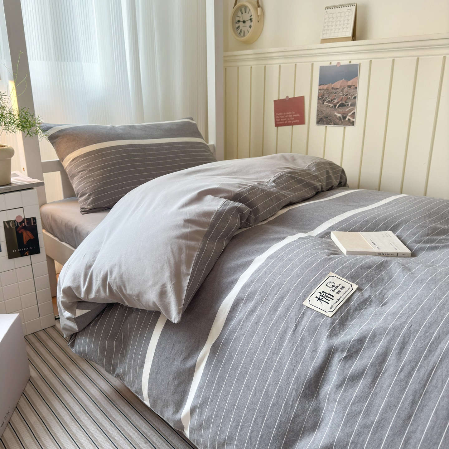 Cama de dormitorio de estudiantes universitarios de algodón de tres piezas, colcha de algodón puro, cama de cama de 90 sábanas