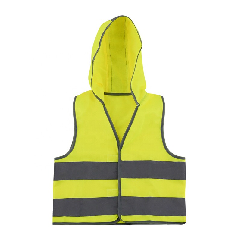 Factory Direct hooded reflective high visibility children's safety vest, children's reflective clothing