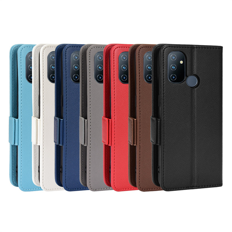 For Oneplus Nord N100 mobile phone case mobile phone leather case flip card leather case side buckle litchi pattern