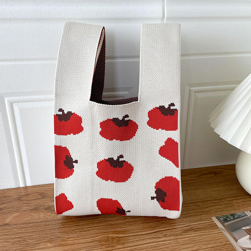 Bolsa de las mujeres de estilo coreano diseño de nicho lindo bolso de mano de punto de dibujos animados calle estudiante gran capacidad bolsa de las axilas