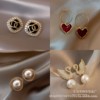 Silver needle, fashionable fresh earrings from pearl, accessory, silver 925 sample, simple and elegant design, wholesale