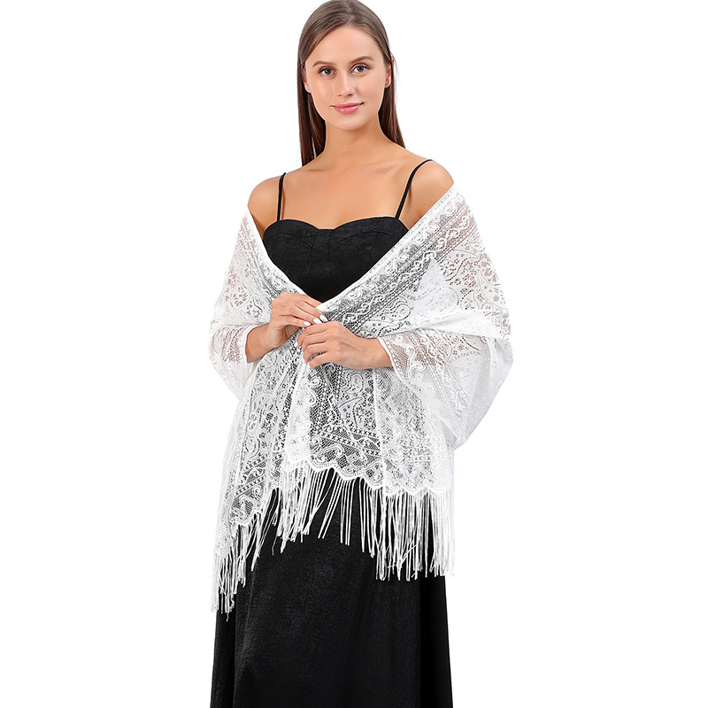 Women's Elegant Solid Color Flower Polyester Lace Shawls display picture 2