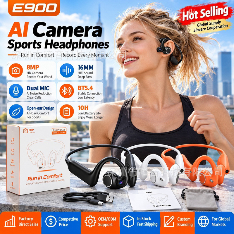 E12 Smart Shooting Headphones Open-Style 800W Lens Video Recording and Photo Taking Bluetooth Call Ai Translation Headphones E900 E12 Smart Shooting Headphones Open-Style 800W Lens Video Recording and Photo Taking Bluetooth Call Ai Translation Headphones E900