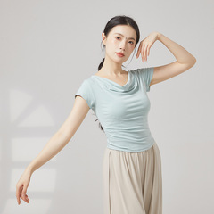 一字襟ダンス服半袖上着成人女性現代舞中国舞古典舞訓練服体型服