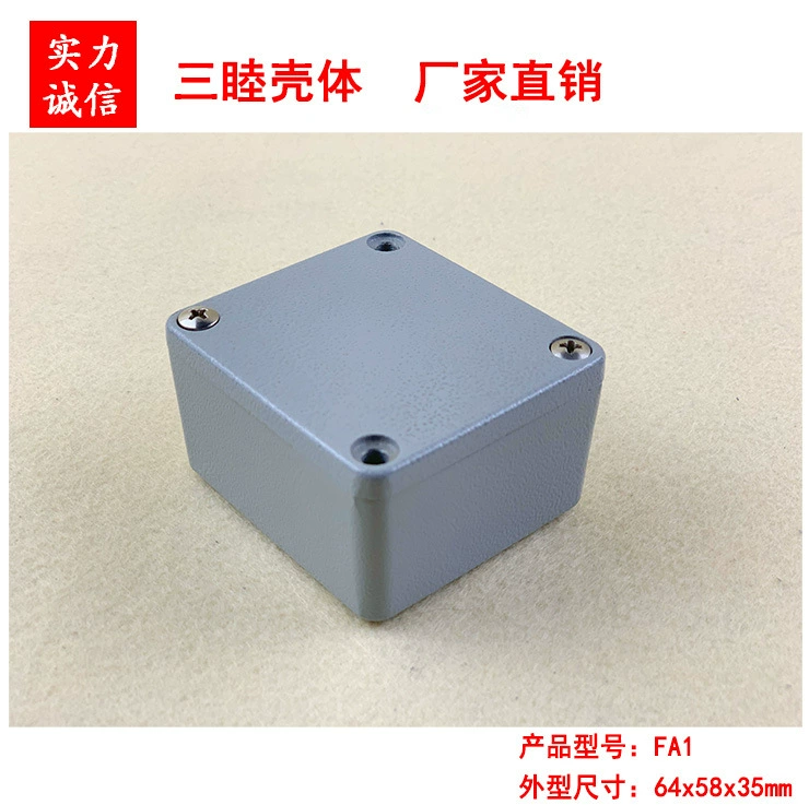 Водонепроницаемая коробка из литого алюминия, уличная водонепроницаемая распределительная коробка, коробка для кнопок, промышленный металлический корпус FA1:64*58*35