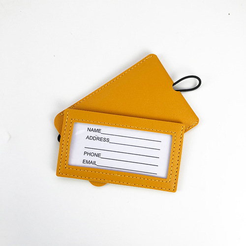 Double-layer PU leather multi-color hidden pull-out suitcase tag with printed paper card, wholesale