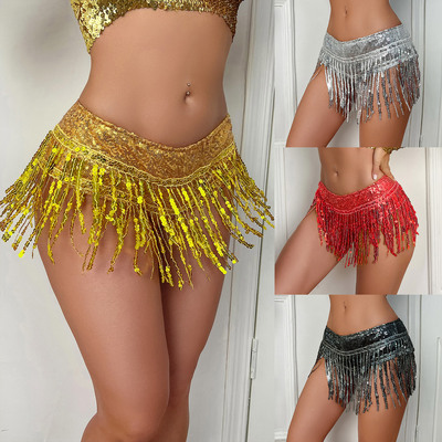 women girls silver gold ds sequined dresses tassels skirt Latin dance skirt stage costumes female sequins tassel shorts bar performance bottom skirts