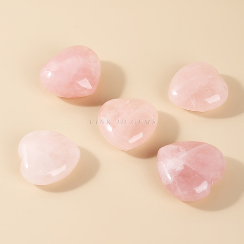 Jingdian Jewelry Rose Quartz Love Ornament Crystal Raw Stone Polished Love-Shaped Semi-Precious Stone Handpiece Handicrafts Wholesale