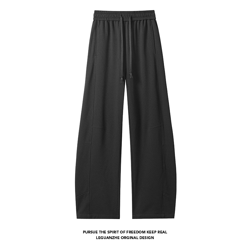 American Retro For Spring And Autumn, Solid Color Small Checkered Wide-leg Loose Men's Casual Pants, Versatile_voghion.com