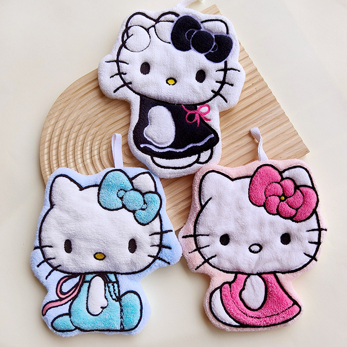 かわいい漫画のキッチンハンドタオルコーラルベルベットハンギングタオル厚く吸収性糸くずの出ない小さなギフト小さなタオルハンギング可能|undefined