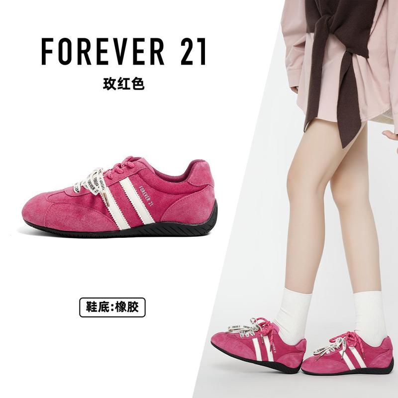 F21真皮红色军训赛车德训女男鞋橡胶底情侣鞋秋天单鞋潮流休闲鞋|undefined