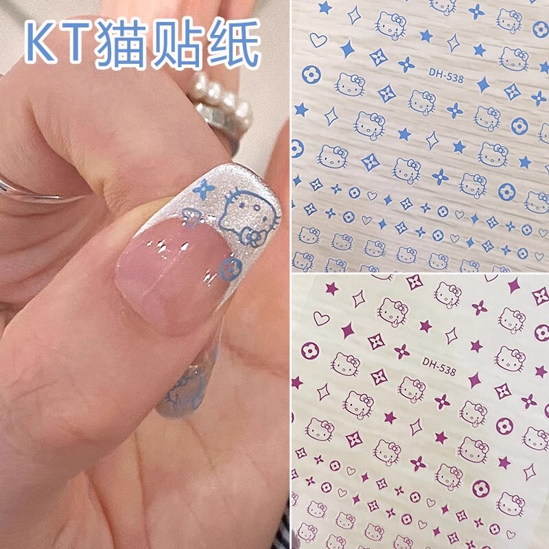 hellokitty Cyber Red Nail Art Sticker KT Cat Cute Cartoon Hello Kitty Adhesive Nail Sticker Decorative