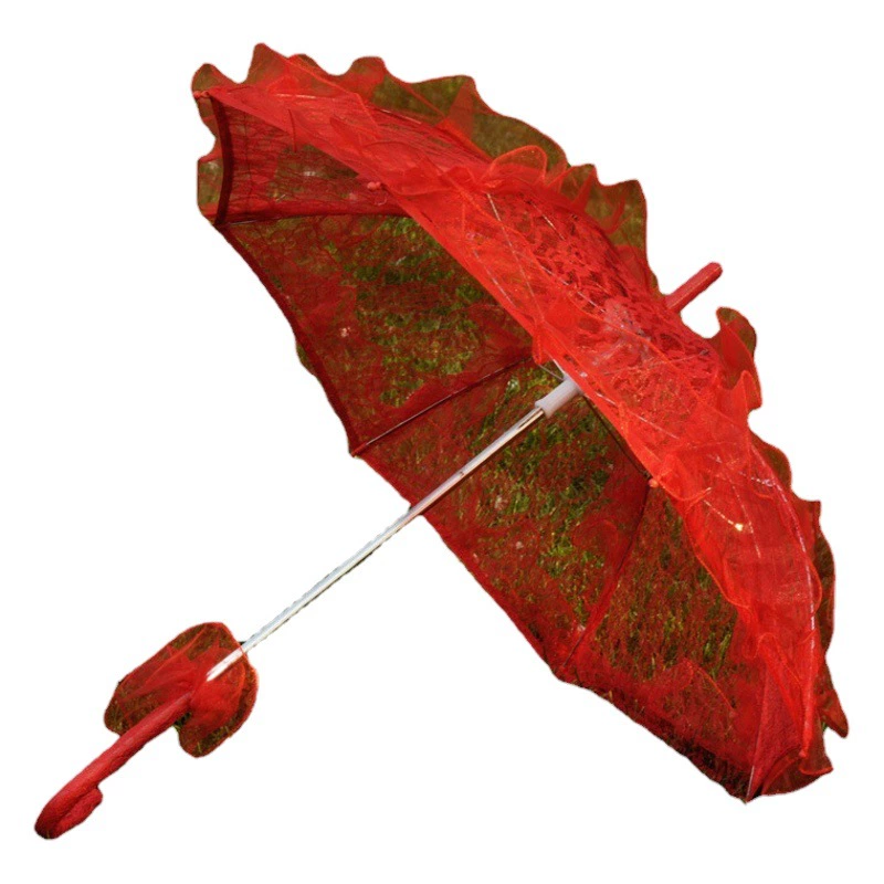 Кружевной зонт для свадьбы, маленький кружевной зонтик, реквизит для косплея, зонтик для детских выступлений, танцевальный зонтик в богемном стиле