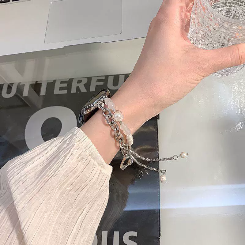 Xiaoxiang Love Crystal Pearl Chain Подходит для Applewatch8 Generation 7654321 Лента Apple Watch Металл Женский
