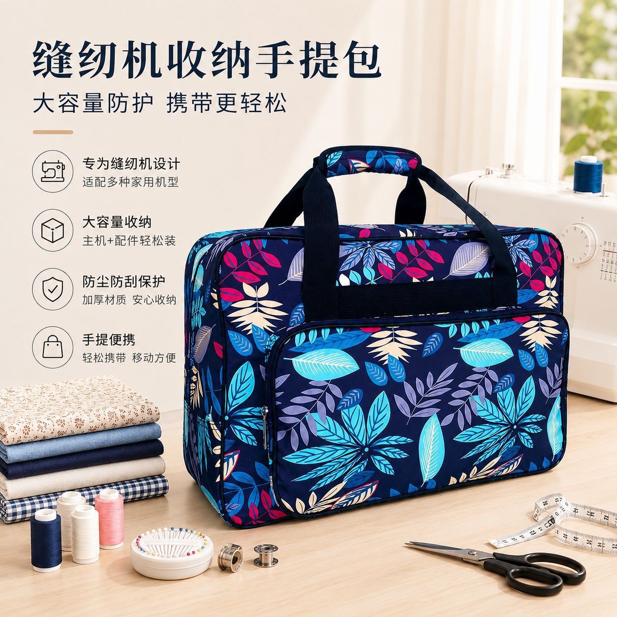 Leaves Sewing Machine Bag Clothes Storage Bag Universal Functional Bag Women's Trendy Sports Fitness Storage Bag