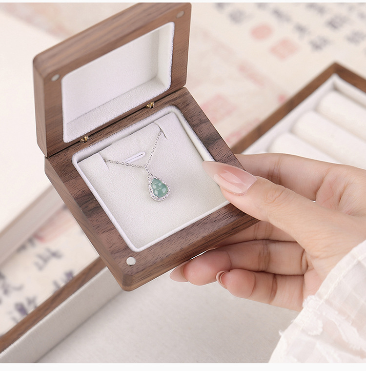 Mặt dây chuyền bạc S925 mạ vàng xanh ngọc bích hình bầu dục phong cách thời trang — Kiểu bạc (không có dây chuyền) chi tiết 6