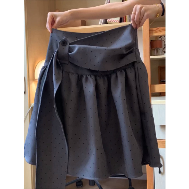 2026 Summer Korean-Style Polka Dot Skirt for Women, Plus Size, Slimming Casual Mid-Length Skirt with Belt, Hip-Covering A-Line Short Skirt 2026 Summer Korean-Style Polka Dot Skirt for Women, Plus Size, Slimming Casual Mid-Length Skirt with Belt, Hip-Covering A-Line Short Skirt
