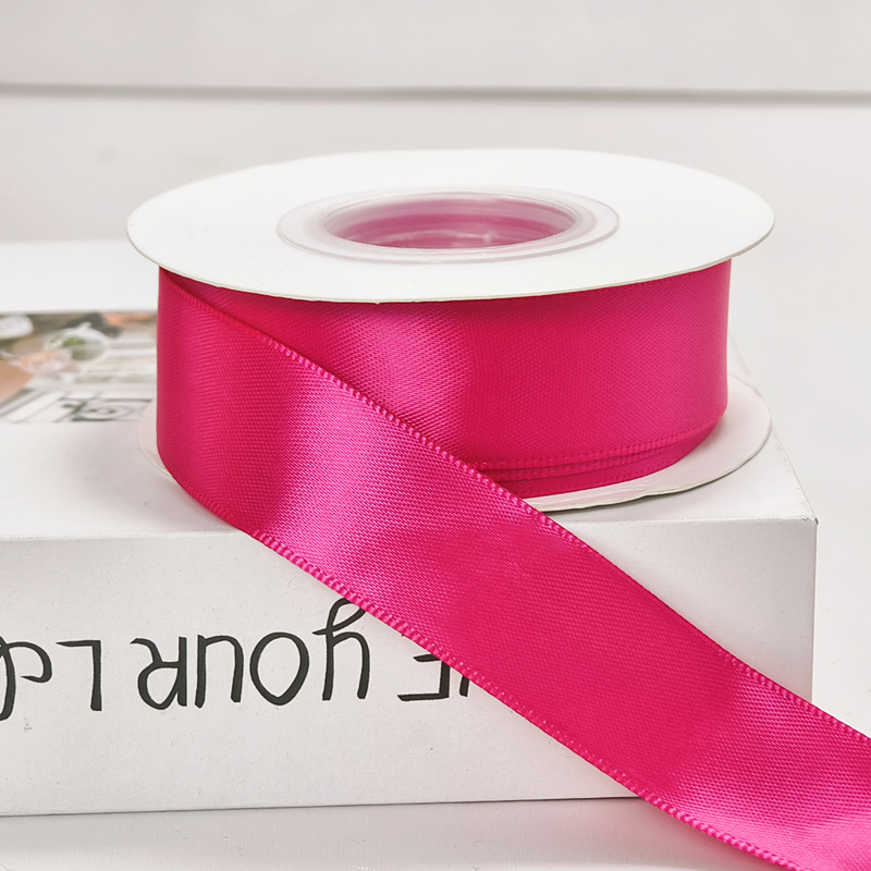 Cinta de pastel de 2,5 cm cinta de decoración de boda al por mayor rosa hecha a mano arco de bricolaje flor cinta de satén