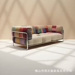 ドーパミンスタイル 2025 新しい賃貸住宅ストレートソファバウハウスファブリックソファリビングルーム小さなアパートメントワンラインタイプ