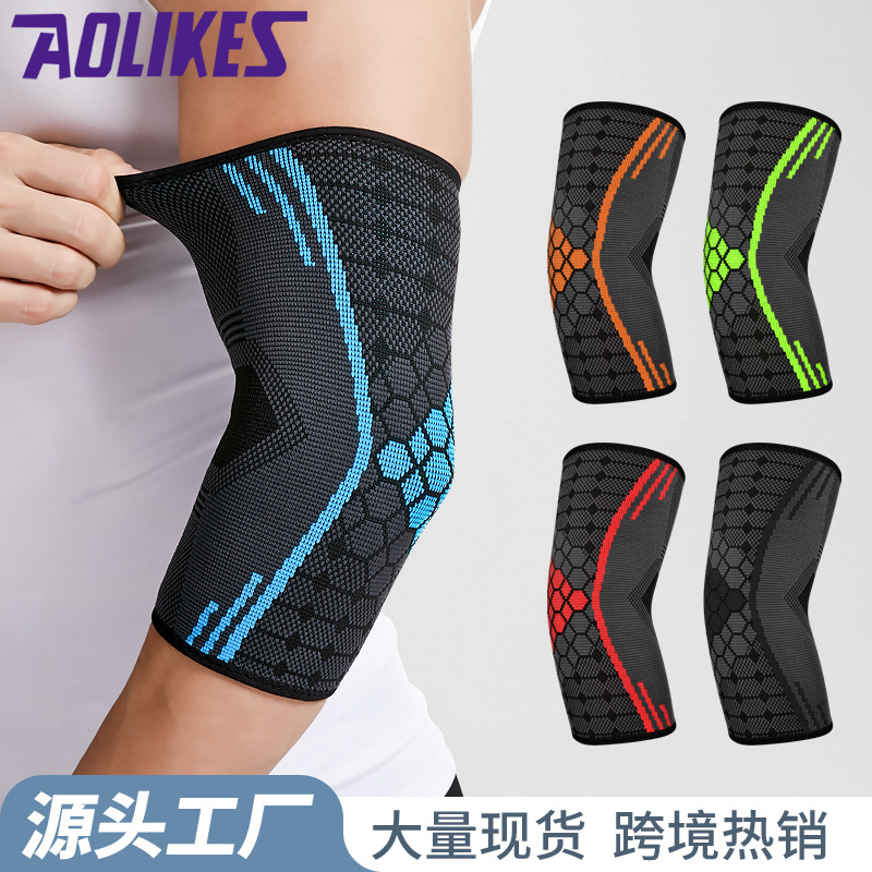 En stock de punto elástico transpirable coderas hombres y mujeres al aire libre correr deportes fitness montar coderas image 3