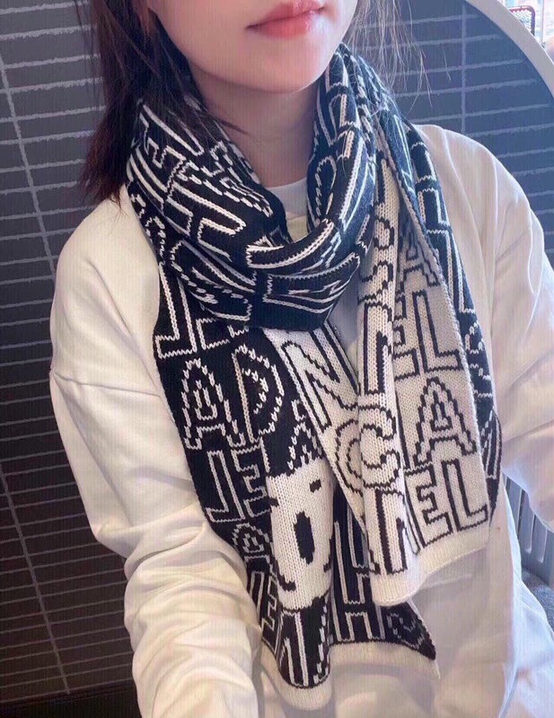秋冬新款小香风黑白针织围巾女小红书同款锁边时尚情侣披肩仿羊绒|undefined