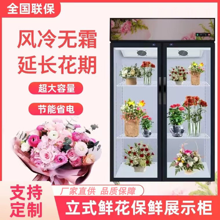 鲜花保鲜柜风冷立式双门花店花柜鲜花店商用展示柜冷藏柜冰柜展示