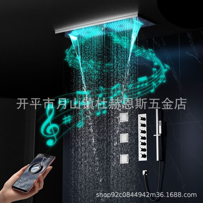 Chrome plated 900*300mm concealed shower suit embedded LED music double shower system Chrome plated 900*300mm concealed shower suit embedded LED music double shower system