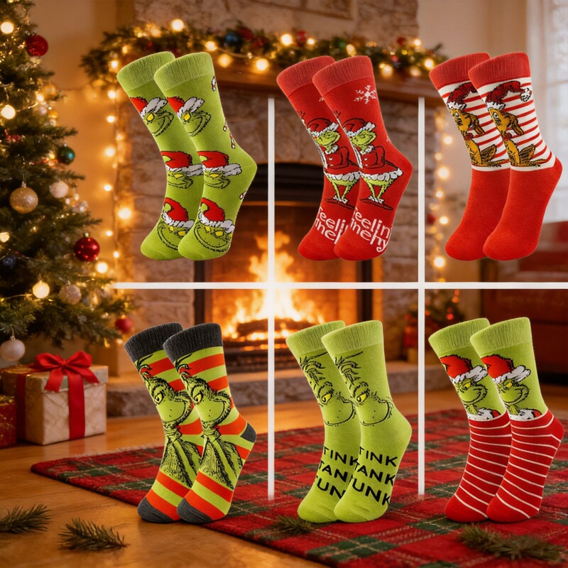 Holiday foreign trade all-season women's trendy socks, men's socks, Christmas monster gifts, men's cotton socks, manufacturer wholesale, cross-border mid-calf socks Holiday foreign trade all-season women's trendy socks, men's socks, Christmas monster gifts, men's cotton socks, manufacturer wholesale, cross-border mid-calf socks
